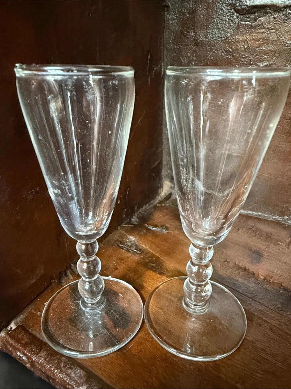 Vintage Pair of Cordial Clear Beehive Glasses